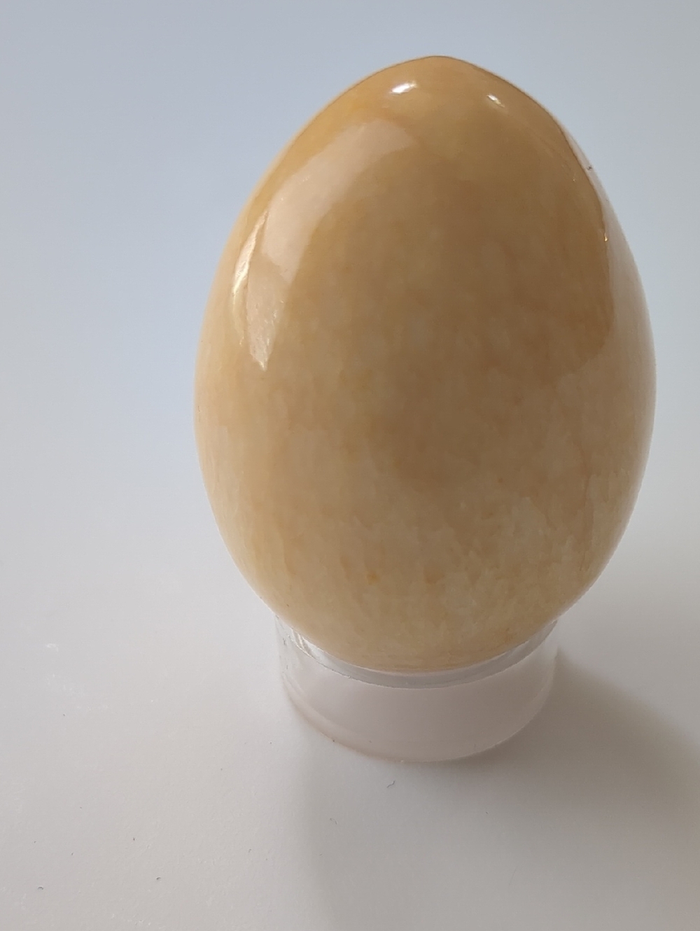 Vintage Polished Yellow Stone Egg Decorative Accent With Stand approx. 2.75"